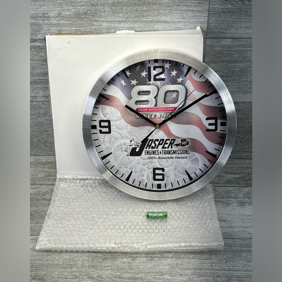 Jasper Engines & Transmissions 80 Year Anniversary 14” Wall Clock New Open Box - Picture 1 of 16